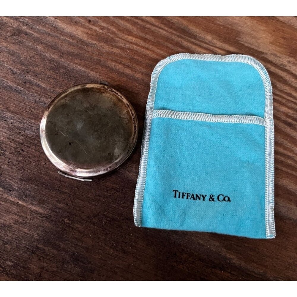 Tiffany & Co Sterling Silver Powder Compact Mirror Monogrammed w/ Box & Pouch - Picture 5 of 16